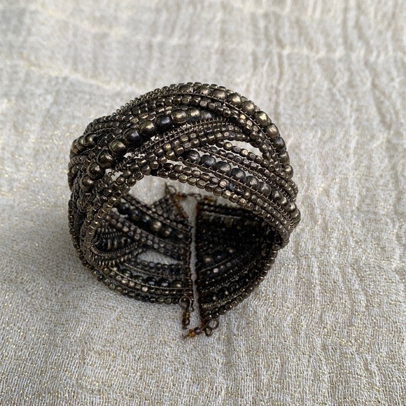 Bronze Beaded Cuff Bracelet, Costume - Picture 3 of 9